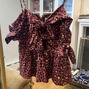 Rebecca Taylor Leopard Print Ruffle Top